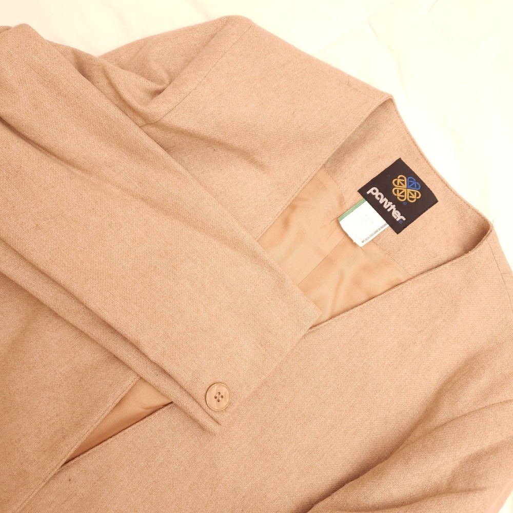 NWT Vintage Panther Camel Wool Blazer Jacket Women 13/14 Tan Deadstock Old Money